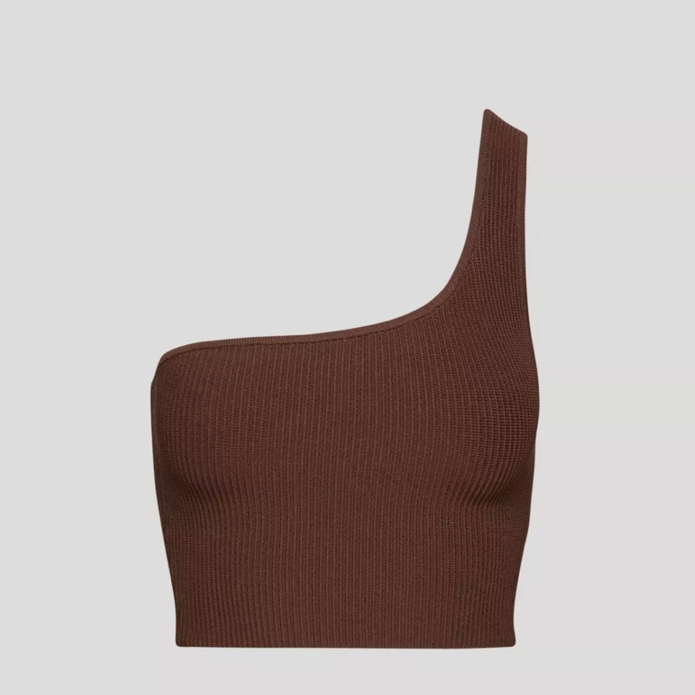 Babaton Sculpt Knit One-Shoulder Cropped Tank